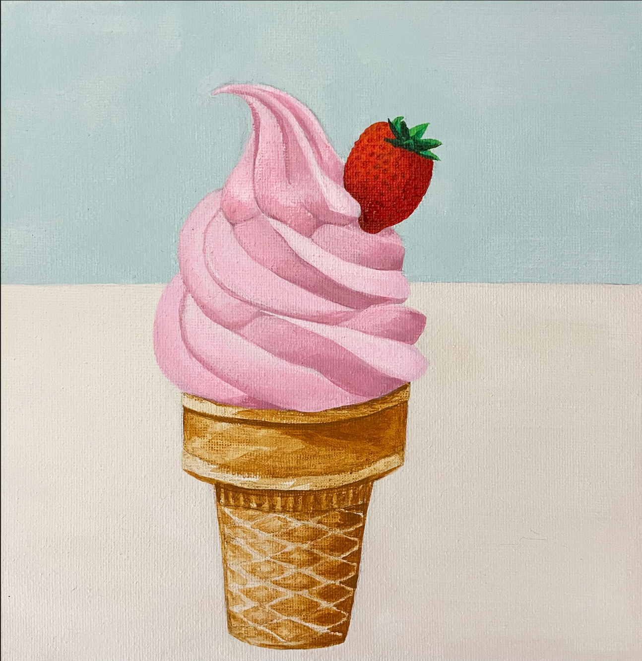 Strawberry Swirl Cone - Modern Art Print