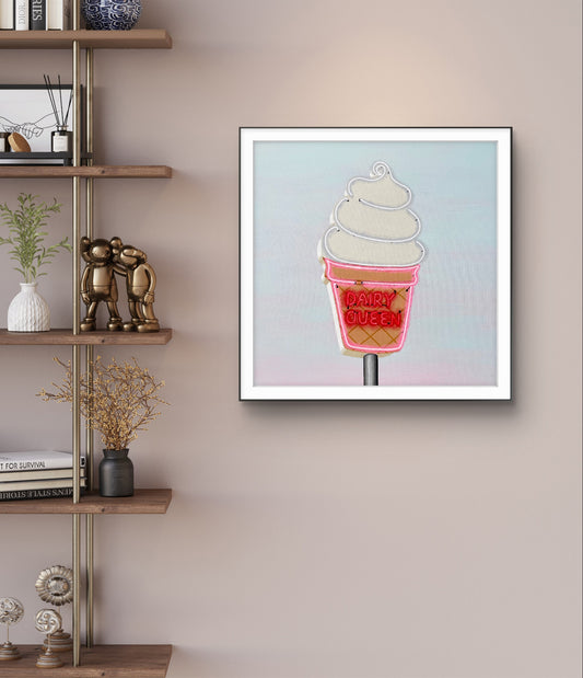 Dairy Queen Neon Sign - Modern Pop Art Print